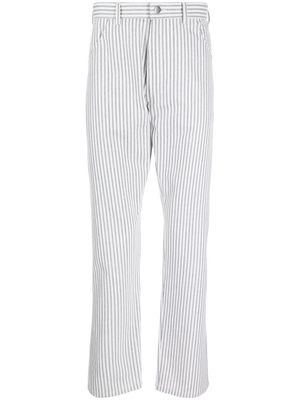 Anglozine 026 striped straight-leg trousers - White