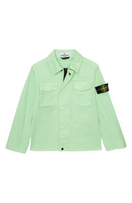 Stone Island Kids' Stretch Cotton Shirt Jacket in V0051 Pistachio