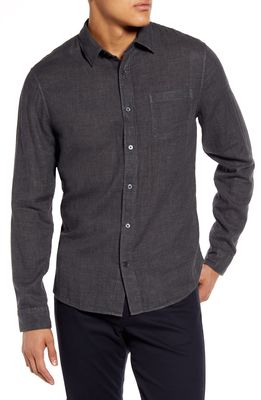 Vince Regular Fit Double Face Button-Up Shirt in Heather Black