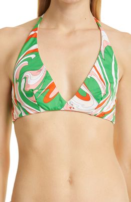 Emilio Pucci Vortici Halter Bikini Top in Verde Arancio