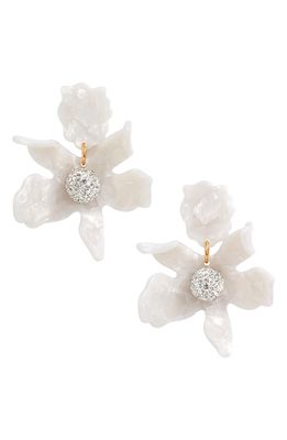 Lele Sadoughi Small Crystal Lily Earrings in Mother Of Pearl