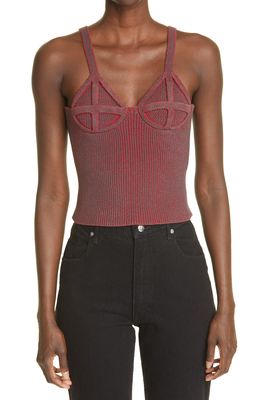 Isa Boulder Cage Sweater Knit Tank in Grey With Red
