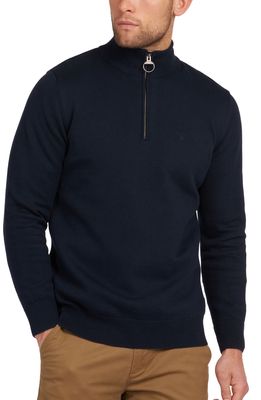 Barbour Cotton Half Zip Sweater in Navy
