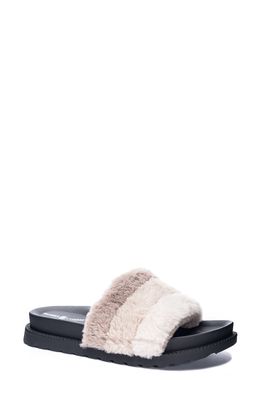 Chinese Laundry Treat Faux Fur Slide Slipper in Taupe Faux Fur