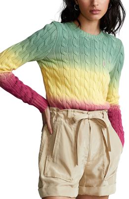 Polo Ralph Lauren Tie Dye Stripe Cotton Cable Sweater in Multi