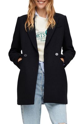 MANGO Double Breasted Coat in Black