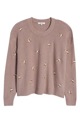 Madewell Embroidered Cross-Stitch Floral Sweater in Heather Lavender