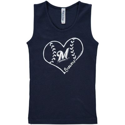 Girls Youth Soft as a Grape Navy Milwaukee Brewers Cotton Tank Top
