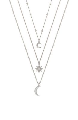 Ettika Set of 3 Celestial Pendant Necklaces in Silver