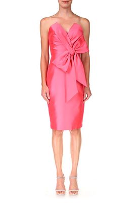 Badgley Mischka Collection Bow Front Strapless Body-Con Cocktail Dress in Rose