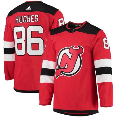 Men's adidas Jack Hughes Red New Jersey Devils Home Primegreen Authentic Pro Player Jersey