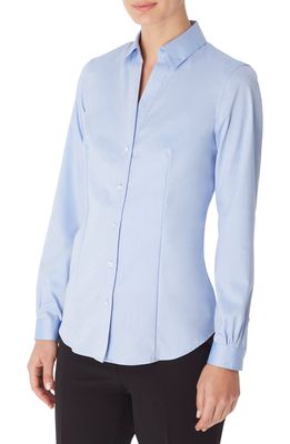 Jones New York Solid Button-Up Cotton Shirt in Blue
