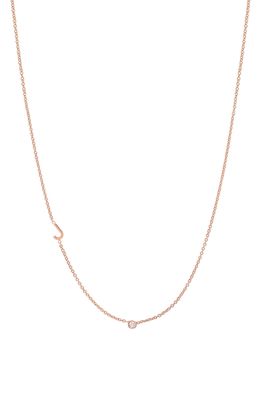 BYCHARI Small Asymmetric Initial & Diamond Pendant Necklace in 14K Rose Gold-J