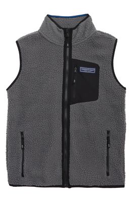 vineyard vines Kids' High Pile Fleece Zip-Up Vest in Nocturne