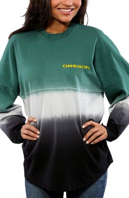 Women's Green Oregon Ducks Ombre Long Sleeve Dip-Dyed Spirit Jersey