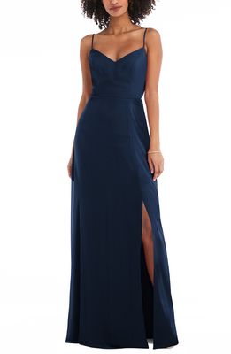 After Six Tie Back Cutout Chiffon Gown in Midnight