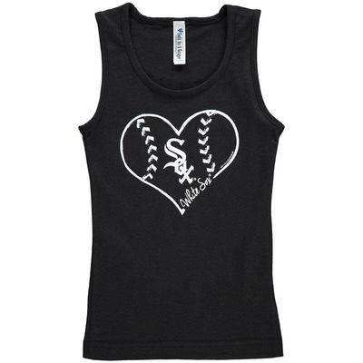 Girls Youth Soft as a Grape Black Chicago White Sox Cotton Tank Top