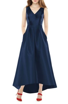 Alfred Sung Satin High/Low Gown in Midnight