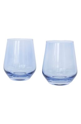 Estelle Colored Glass Set of 2 Stemless Wineglasses in Blue