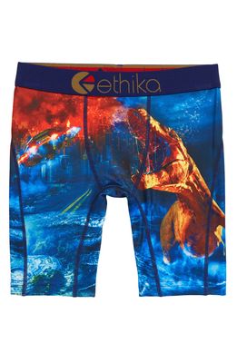 Ethika Kids' Invasion Dino Boxer Briefs in Blue/Red