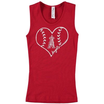 Girls Youth Soft as a Grape Red Los Angeles Angels Cotton Tank Top