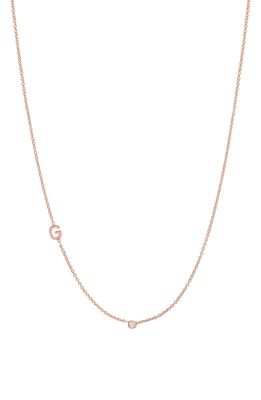 BYCHARI Small Asymmetric Initial & Diamond Pendant Necklace in 14K Rose Gold-G