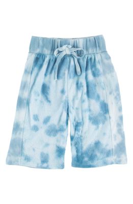 Miki Miette Kids' Teagan Wave Runner Shorts in White And Blue Tie Dye