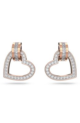 Swarovski Lovely Crystal Heart Drop Earrings in Rose Gold