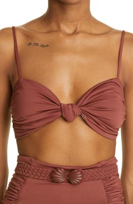 Johanna Ortiz Congresscongo Reversible Bikini Top in Dark Skin Brown/Jade
