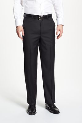 Santorelli Luxury Flat Front Wool Dress Pants in Black