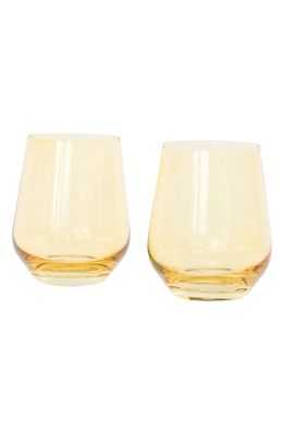 Estelle Colored Glass Set of 2 Stemless Wineglasses in Yellow