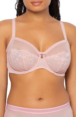 Curvy Couture Luxe Lace Underwire Bra in Blushing Rose
