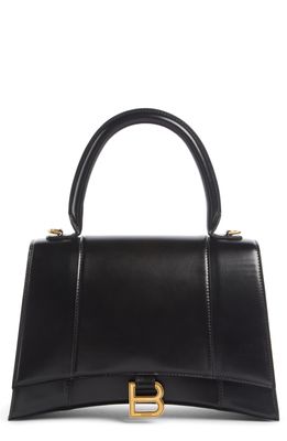 Balenciaga Hourglass Leather Top Handle Bag in Black