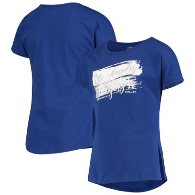 Outerstuff Girls Youth Royal Los Angeles Dodgers Brush Stroke Dolman T-Shirt