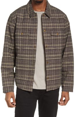 Billy Reid Theo Plaid Insulated Linen & Cotton Shirt Jacket in Tan/Black