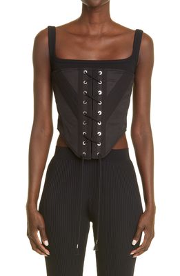 Dion Lee Body-Con Knit Corset Top in Black