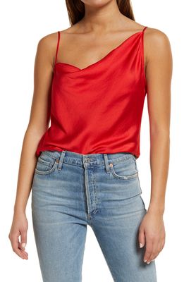 Open Edit Asymmetric Satin Camisole in Red Bloom