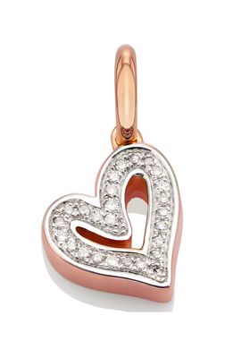Monica Vinader Alphabet Heart Diamond Pendant Charm in Rose Gold