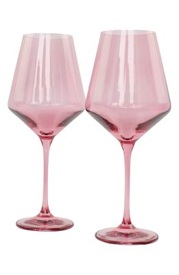 Estelle Colored Glass Set of 2 Stem Wineglasses in Rose