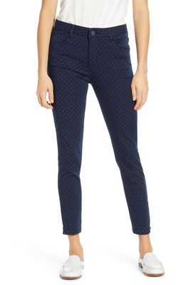 Wit & Wisdom Ab-Solution Dot Print Cotton Blend Ankle Pants in Nv Navy