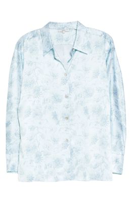 Vince Dahlia Floral Print Silk Shirt in Mint