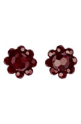 Simone Rocha Simone Beaded Flower Stud Earrings in Blood Red