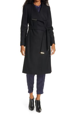 Ted Baker London Rose Wool & Cashmere Blend Wrap Coat in Black