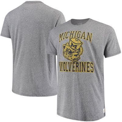 Men's Original Retro Brand Gray Michigan Wolverines Big & Tall Tri-Blend T-Shirt