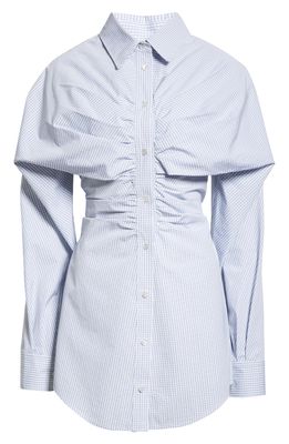 Alexander Wang Stripe Shirred Cotton Shirtdress in Blue Multi