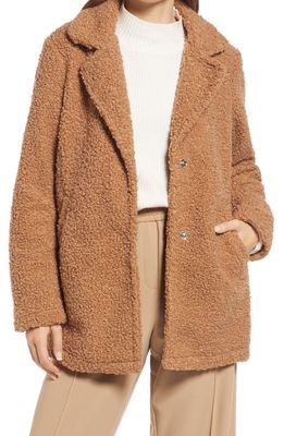 French Connection Faux Fur Teddy Jacket in Camel