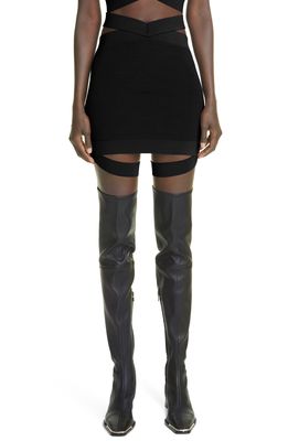 Dion Lee Crossover Strap Rib Knit Miniskirt in Black/Navy