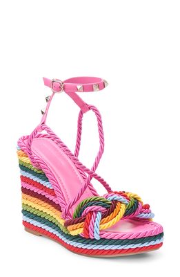 Valentino Garavani Rockstun Torchon Rainbow Platform Wedge Sandal in Feminine/Multi