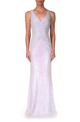 Badgley Mischka Collection Sequin Body-Con Gown in Blue
