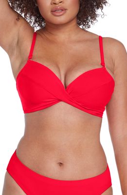 Robin Piccone Ava Twist D-Cup Bikini Top in Fiery Red